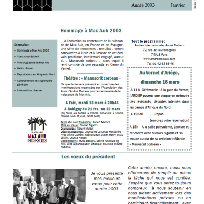 Bulletin janvier 2003