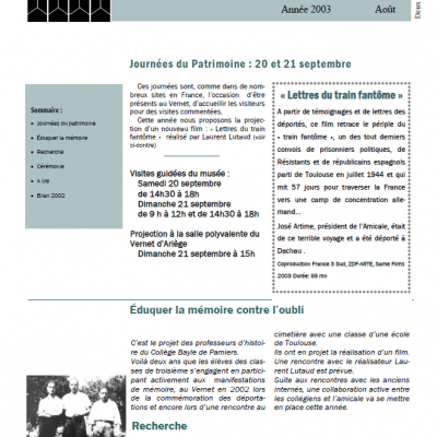 Bulletin août 2003